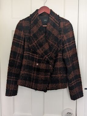 Saba Women's Brown & Black Plaid Bouclé Jacket
